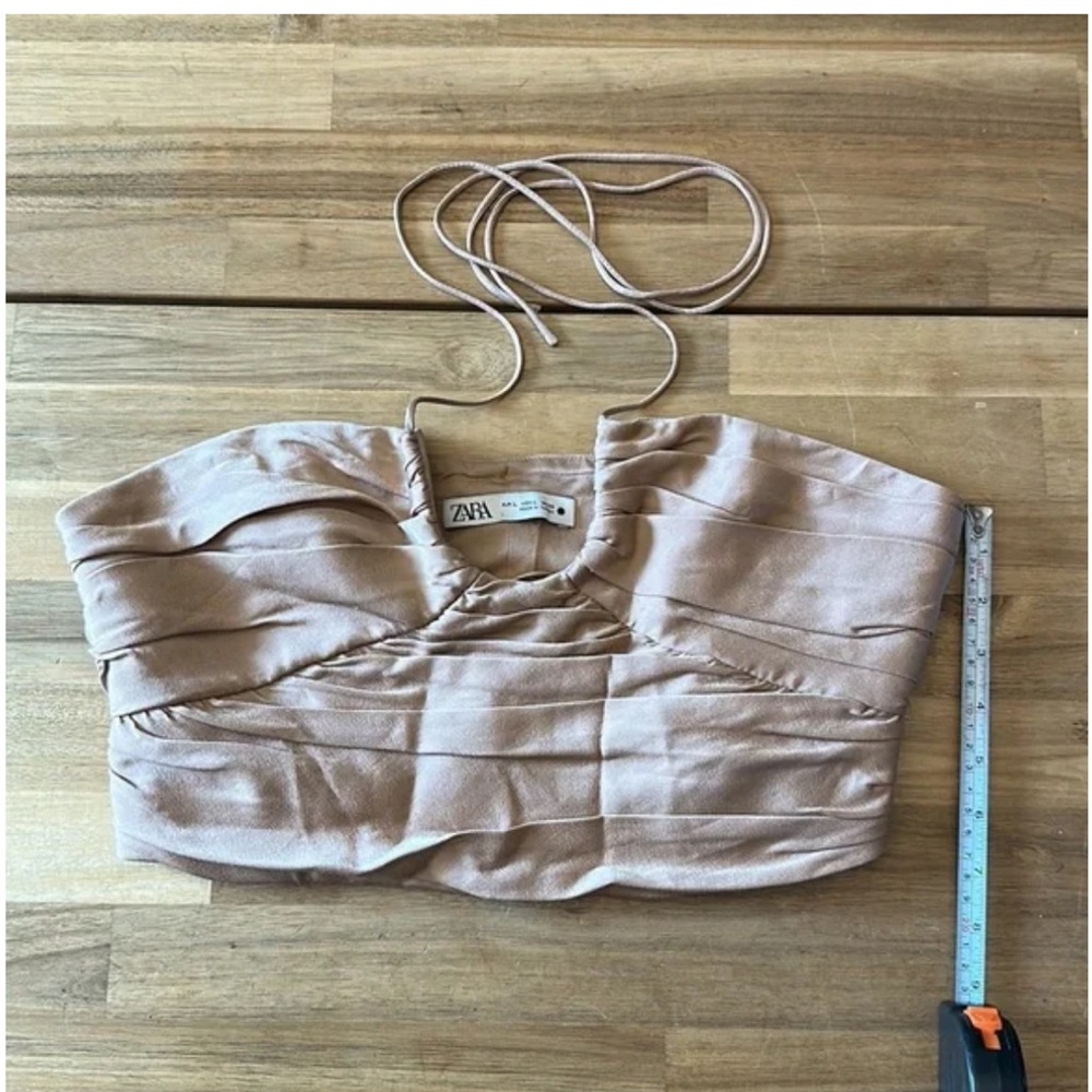 Zara Tan Ruched Crop Top - Picture 11 of 14